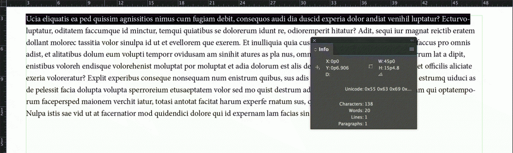 138 characters across per line, as indicated by the Info palette, is too difficult to read.